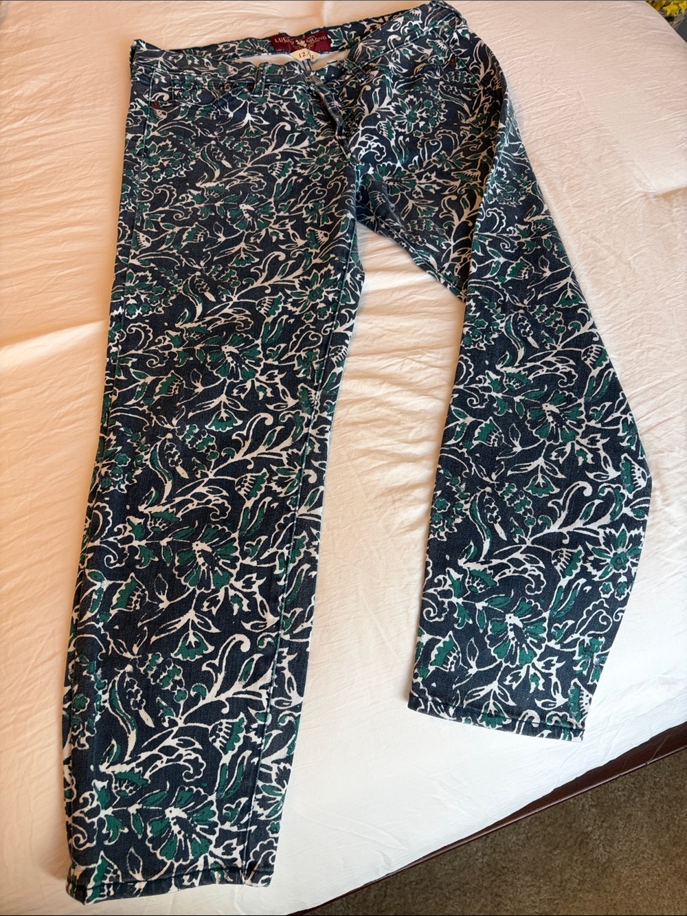 Lucky Brand Teal & Navy Floral Charlie Capri